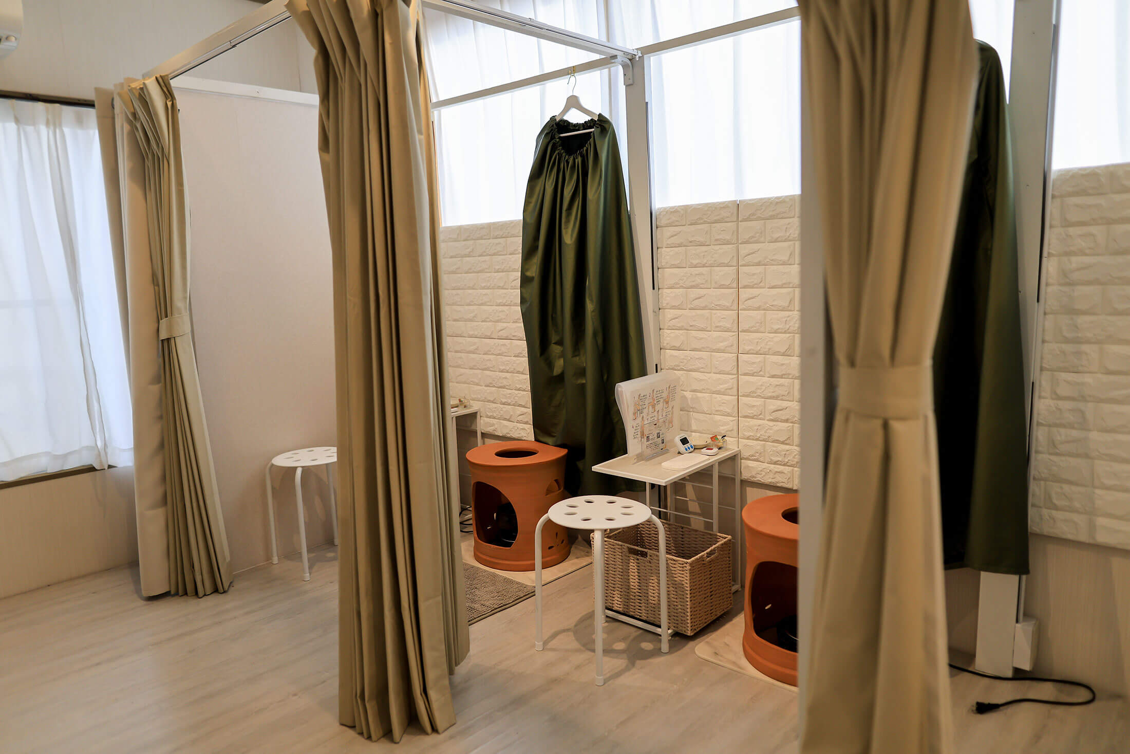 よもぎの香りでリラックスできる施術スペース